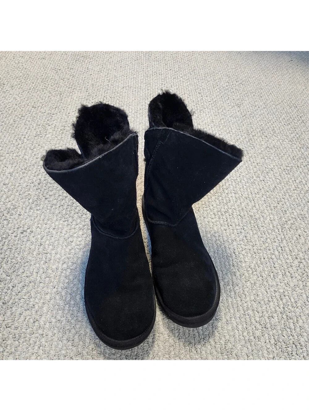 Koolaburra Black Suede Faux Fur Lined Boots Size 9